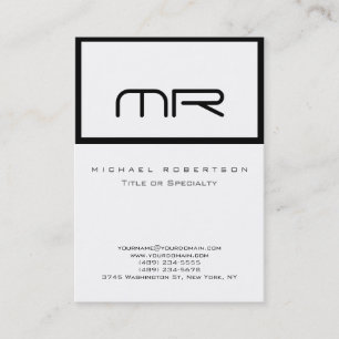Monogramme moderne Blanc Carte de visite tendance