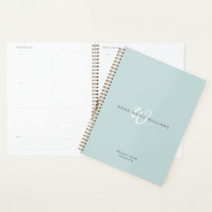 Monogramme Moderne Blanc Écriture Teal