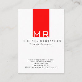 Monogramme moderne blanc rouge Carte de visite pro