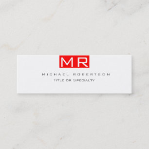 Monogramme moderne blanc rouge Carte de visite pro