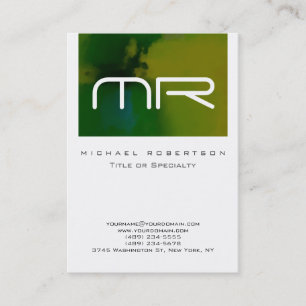 Monogramme moderne blanc vert Carte de visite Abst