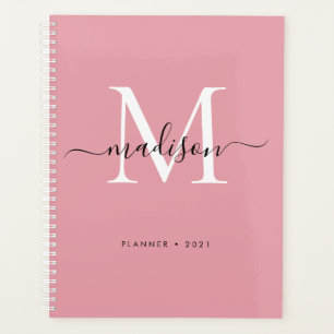 Monogramme moderne Blush Dusty Rose Girly Script 2