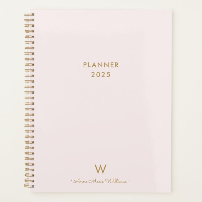 Monogramme moderne Blush Pink Gold Script (Devant)