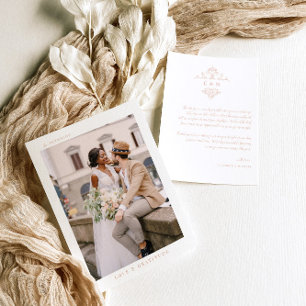 Monogramme moderne Boho Mariage photo Merci