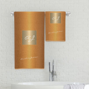 Monogrammé moderne brûlé orange élégant