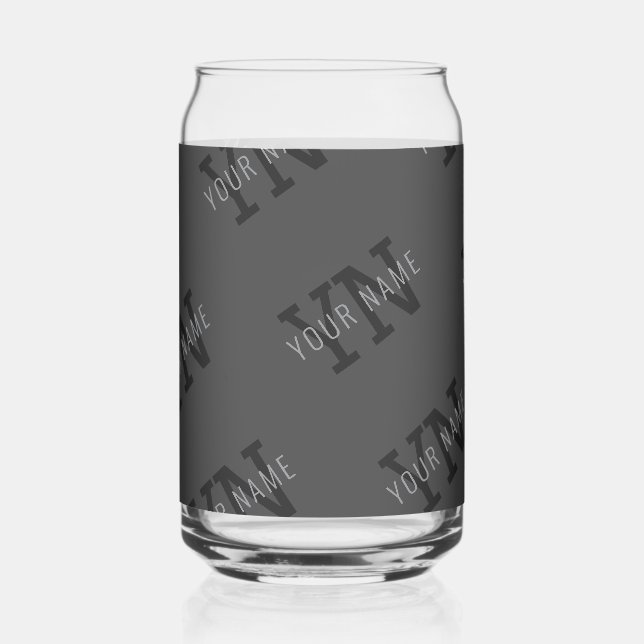 Monogramme moderne Carrelé gris foncé Nom/autre te (Recto)