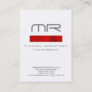 Monogramme moderne Carte de visite blanc rouge pro