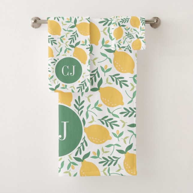 Monogramme moderne citron vert jaune Feuille (En situation)