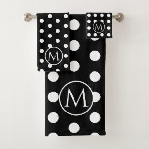 Monogramme moderne de Pois noirs et blancs