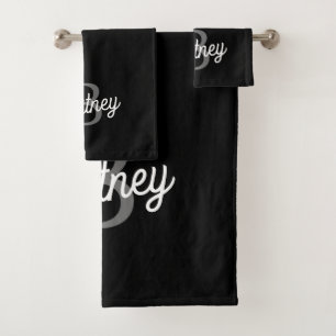 Monogramme moderne élégant Nom noir Gris noir Scri