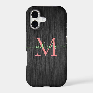 Monogramme Moderne en Métal Brossé Noir et Or Rose