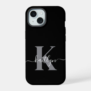 Monogramme moderne gris noir script