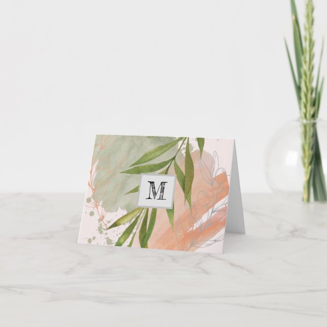 Monogramme moderne ligne minimaliste Art Floral (Devant)