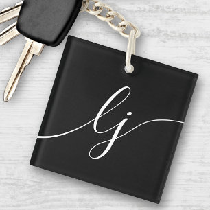 Monogramme moderne minimal élégant noir blanc Scri