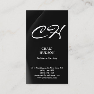 Monogramme moderne noir blanc gris Carte de visite