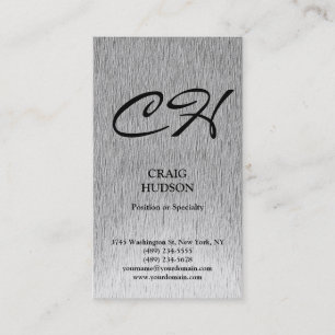 Monogramme moderne noir blanc gris Carte de visite
