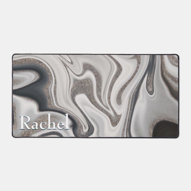 Monogramme moderne noir gris et marbre argenté (Recto)