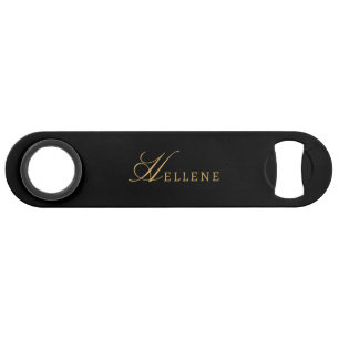 Monogramme moderne noir minimaliste et script or