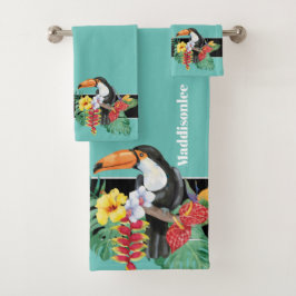 Monogramme moderne Nom Black Toucan Salle de bain