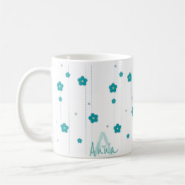 Monogramme moderne Nom Fleur bleue Design Café Mug