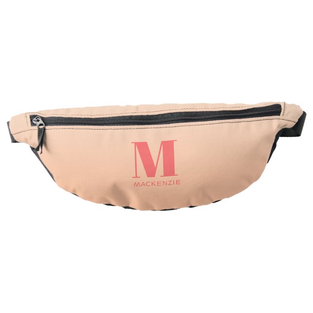 Monogramme moderne Nom initial Peach Gradient (Monogram initial name personalized peach fanny pack)