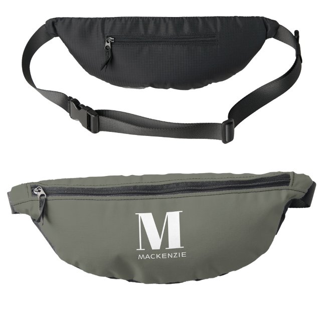 Monogramme moderne Nom initial Sage Vert (Simple monogram initial personalized name sage green fanny pack)