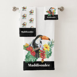 Monogramme moderne Nom noir couleur Toucan