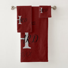 Monogramme moderne Nouveaux mariés Bourgogne Rouge