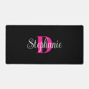 Monogramme moderne rose chaud blanc et noir