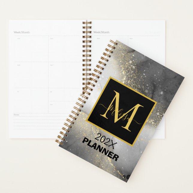 Monogramme moderne Silver et Gold personnalisable (Devant avec enveloppe)