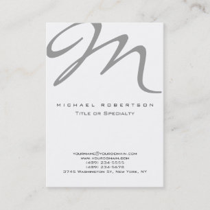 Monogramme moderne simple Carte de visite blanc