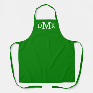Monogramme moderne tablier vert et blanc