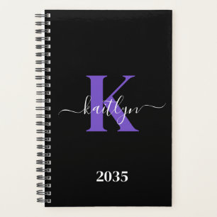 Monogramme Moderne Violet Noir Script