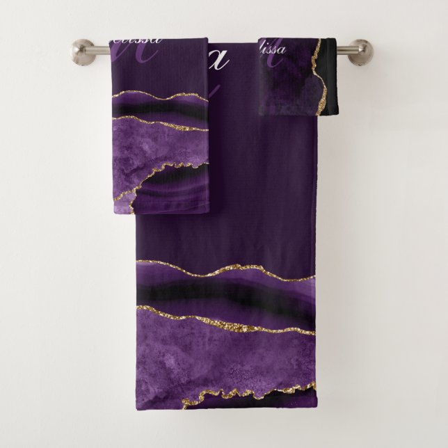 monogramme moderne violet or agate (En situation)