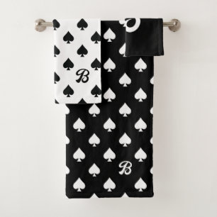 Monogramme Motif de l'as noir et blanc des pique
