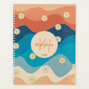 Monogramme Motif des ondulations et marguerites ré