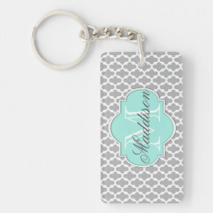 Monogramme Motif élégant Grey Aqua