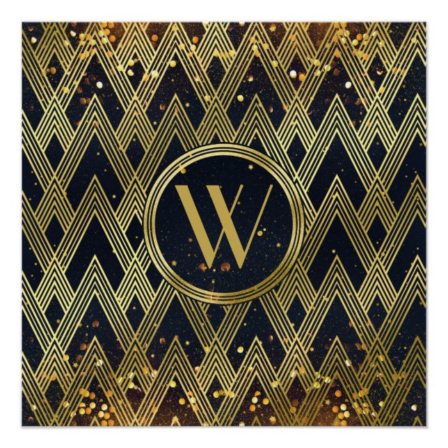 Monogramme Motif géométrique Art Déco (Devant)