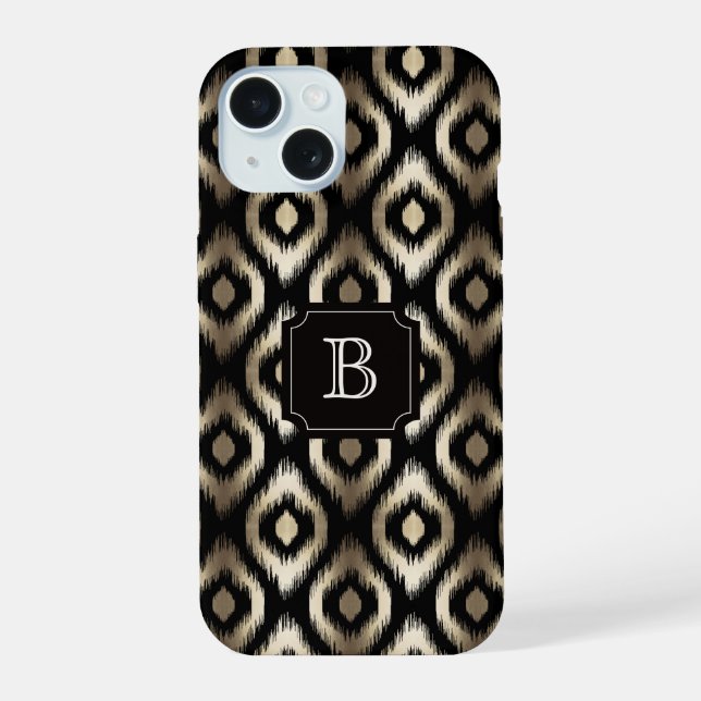 Monogramme Motif Ikat Gold & Black Diamond élégant (Verso)