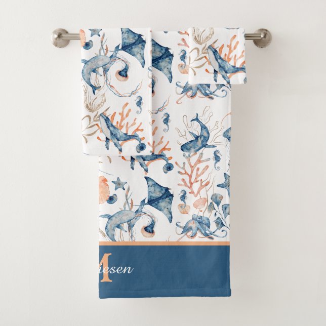 Monogramme Motif Océan Bleu (En situation)