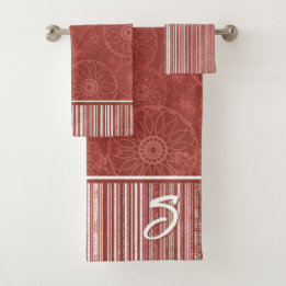 Monogramme Motif rouge et rayures blanches