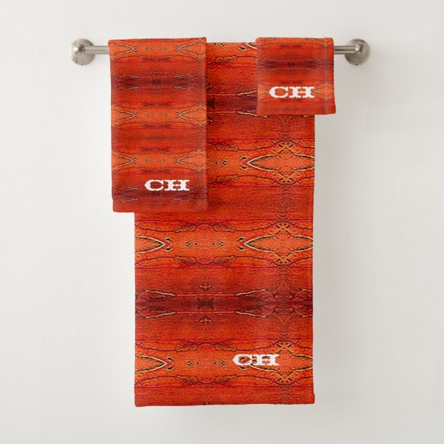 Monogramme Motif Russe Orange Aztec (En situation)