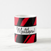 Monogramme Mug Zebra Rouge noir et blanc Cadeau