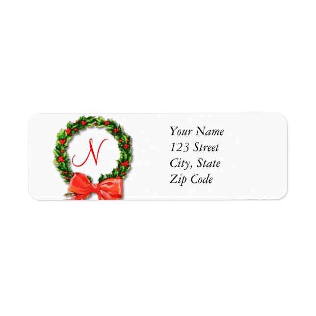 Monogramme N Noël Retourner l'adresse Étiquettes (Devant)