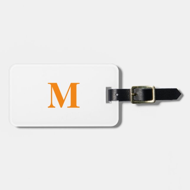 Monogramme Name Orange White Weihnachtsgeschenk Gepäckanhänger (Vorderseite horizontal)