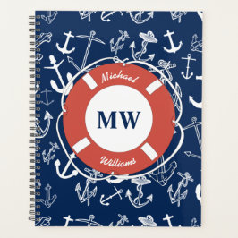 Monogramme nautique Ancre bleu marine Motif