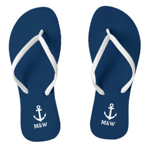 Monogramme nautique personnalisé tongs de mariage 