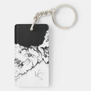 Monogramme Noir & Blanc Art Floral Original à poin