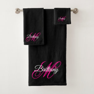 Monogramme noir blanc et rose chaud