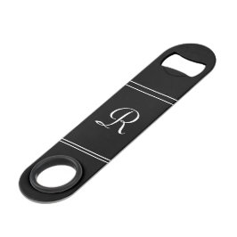 Monogramme noir blanc moderne Initiale bouteille d